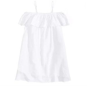 NWT Girls Eyelet ruffle dress White Sz 7/8, 10/12